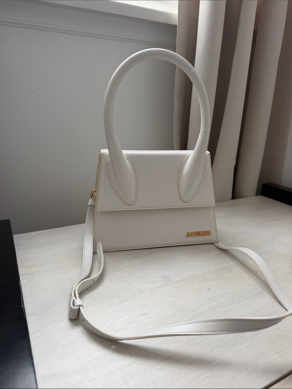Jacquemus Le Chiquito White Leather Top Handle Crossbody Bag
